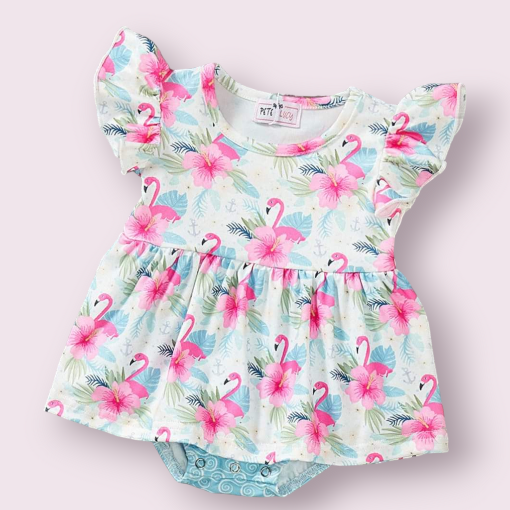 Pink Plumes & Blooms Romper
