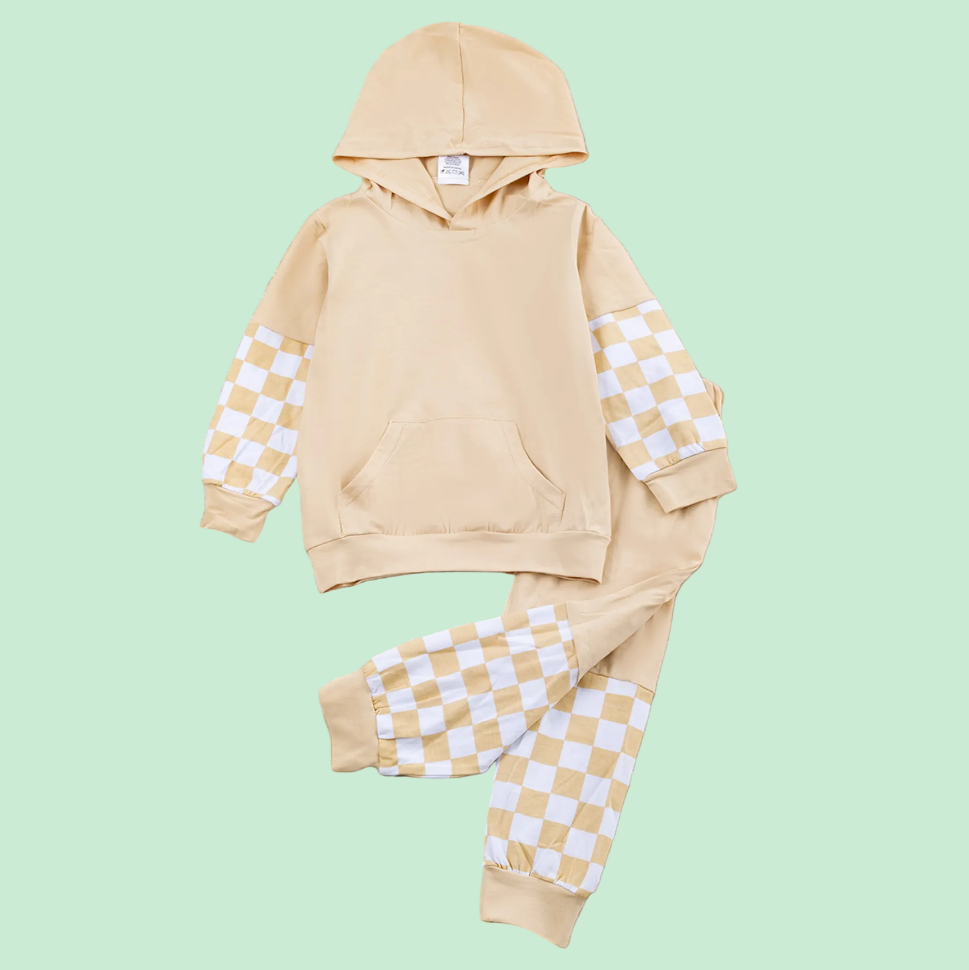 Cream Checker Boys Jogger Set